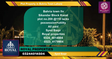 Residential Plot for Sale in Bahria Town, Lahore - (BP-44322)