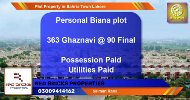 Residential Plot for Sale in Bahria Town, Lahore - (BP-44339)