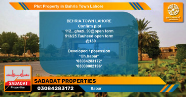 Residential Plot for Sale in Bahria Town, Lahore - (BP-44423)