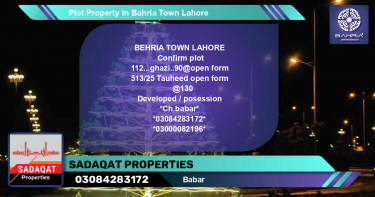 Residential Plot for Sale in Bahria Town, Lahore - (BP-44424)