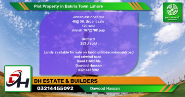 Residential Plot for Sale in Bahria Town, Lahore - (BP-44434)