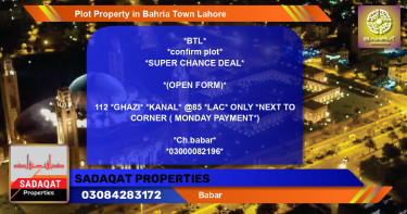 Residential Plot for Sale in Bahria Town, Lahore - (BP-44472)
