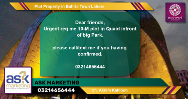 Residential Plot for Sale in Bahria Town, Lahore - (BP-44483)