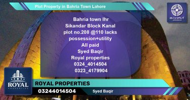 Residential Plot for Sale in Bahria Town, Lahore - (BP-44825)