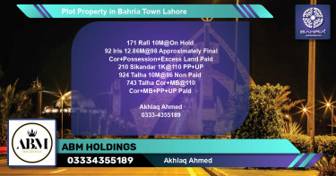 Residential Plot for Sale in Bahria Town, Lahore - (BP-44878)