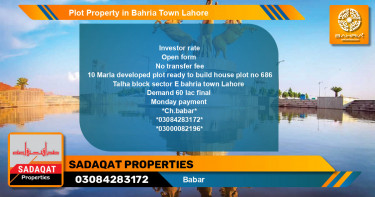 Residential Plot for Sale in Bahria Town, Lahore - (BP-44909)