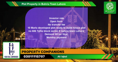 Residential Plot for Sale in Bahria Town, Lahore - (BP-44988)