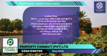 Residential Plot for Sale in Bahria Town, Lahore - (BP-45007)