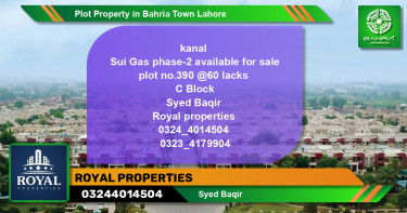 Residential Plot for Sale in Bahria Town, Lahore - (BP-45127)
