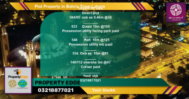 Residential Plot for Sale in Bahria Town, Lahore - (BP-45229)
