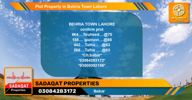 Residential Plot for Sale in Bahria Town, Lahore - (BP-45528)