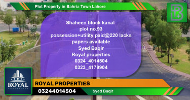 Residential Plot for Sale in Bahria Town, Lahore - (BP-45621)