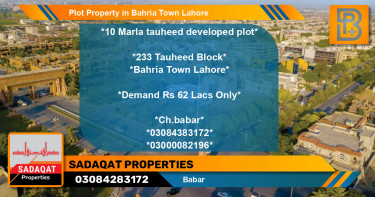Residential Plot for Sale in Bahria Town, Lahore - (BP-45828)