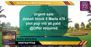 Residential Plot for Sale in Bahria Town, Lahore - (BP-46043)