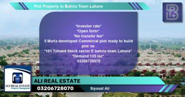 Residential Plot for Sale in Bahria Town, Lahore - (BP-46079)