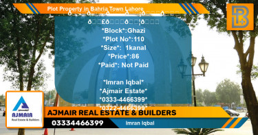 Residential Plot for Sale in Bahria Town, Lahore - (BP-46106)