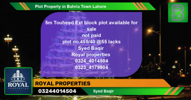 Residential Plot for Sale in Bahria Town, Lahore - (BP-46129)