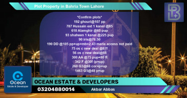 Residential Plot for Sale in Bahria Town, Lahore - (BP-46155)