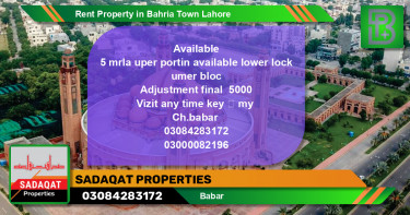 Residential Property for Rent in Bahria Town, Lahore - (BP-46166)