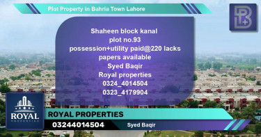 Residential Plot for Sale in Bahria Town, Lahore - (BP-46251)