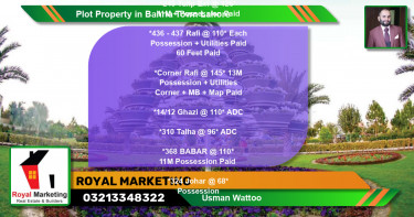 Residential Plot for Sale in Bahria Town, Lahore - (BP-46415)