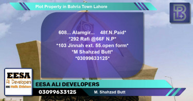 Residential Plot for Sale in Bahria Town, Lahore - (BP-46683)