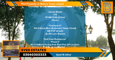Residential Plot for Sale in Bahria Town, Lahore - (BP-46710)