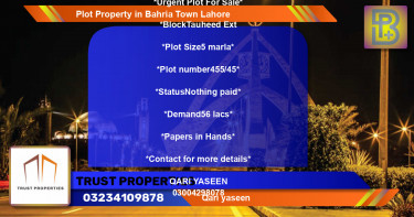 Residential Plot for Sale in Bahria Town, Lahore - (BP-46715)
