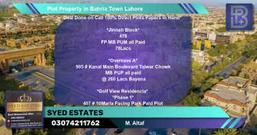 Residential Plot for Sale in Bahria Town, Lahore - (BP-46747)