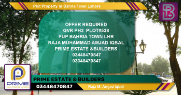 Residential Plot for Sale in Bahria Town, Lahore - (BP-46844)