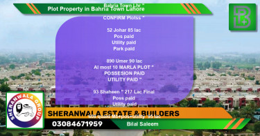 Residential Plot for Sale in Bahria Town, Lahore - (BP-46918)