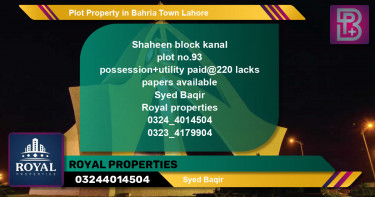 Residential Plot for Sale in Bahria Town, Lahore - (BP-46933)