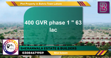 Residential Plot for Sale in Bahria Town, Lahore - (BP-47021)