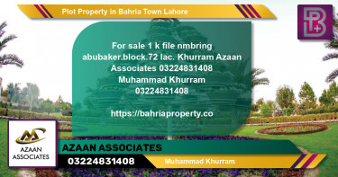 Residential Plot for Sale in Bahria Town, Lahore - (BP-47025)