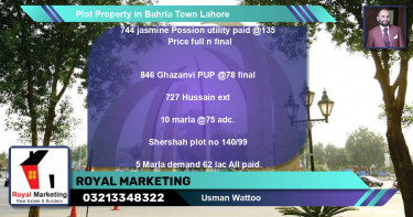 Residential Plot for Sale in Bahria Town, Lahore - (BP-47064)