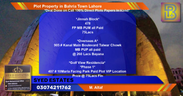 Residential Plot for Sale in Bahria Town, Lahore - (BP-47463)