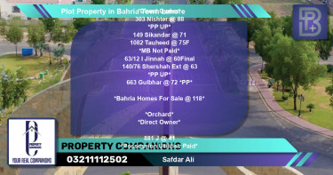 Residential Plot for Sale in Bahria Town, Lahore - (BP-47510)