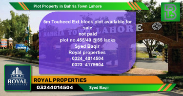 Residential Plot for Sale in Bahria Town, Lahore - (BP-47623)
