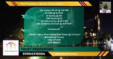 Commercial Plot for Sale in Bahria Town, Lahore - (BP-47733)