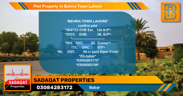 Residential Plot for Sale in Bahria Town, Lahore - (BP-47744)
