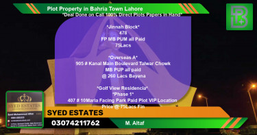 Residential Plot for Sale in Bahria Town, Lahore - (BP-47747)