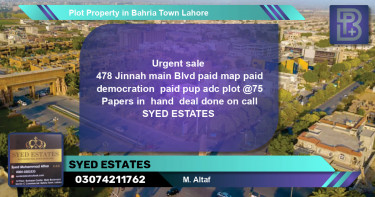 Residential Plot for Sale in Bahria Town, Lahore - (BP-47817)