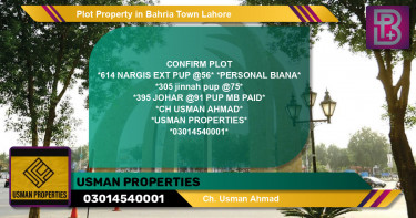 Residential Plot for Sale in Bahria Town, Lahore - (BP-47827)