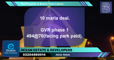 Residential Plot for Sale in Bahria Town, Lahore - (BP-47952)