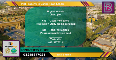 Residential Plot for Sale in Bahria Town, Lahore - (BP-48097)