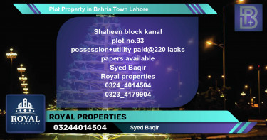 Residential Plot for Sale in Bahria Town, Lahore - (BP-48200)