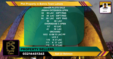 Residential Plot for Sale in Bahria Town, Lahore - (BP-48285)