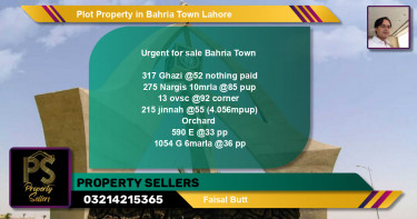 Residential Plot for Sale in Bahria Town, Lahore - (BP-48622)