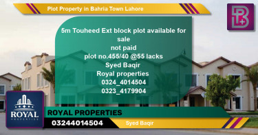 Residential Plot for Sale in Bahria Town, Lahore - (BP-48744)