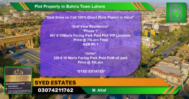 Residential Plot for Sale in Bahria Town, Lahore - (BP-48955)